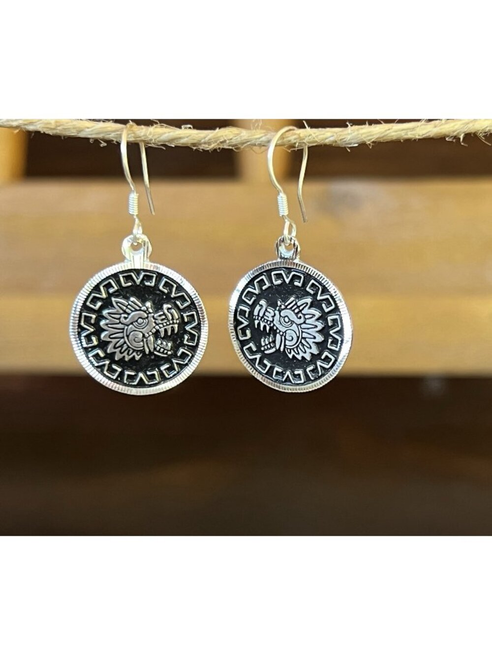 Handcrafted Sterling Silver 950 Quetzalcoatl Dangle Earrings